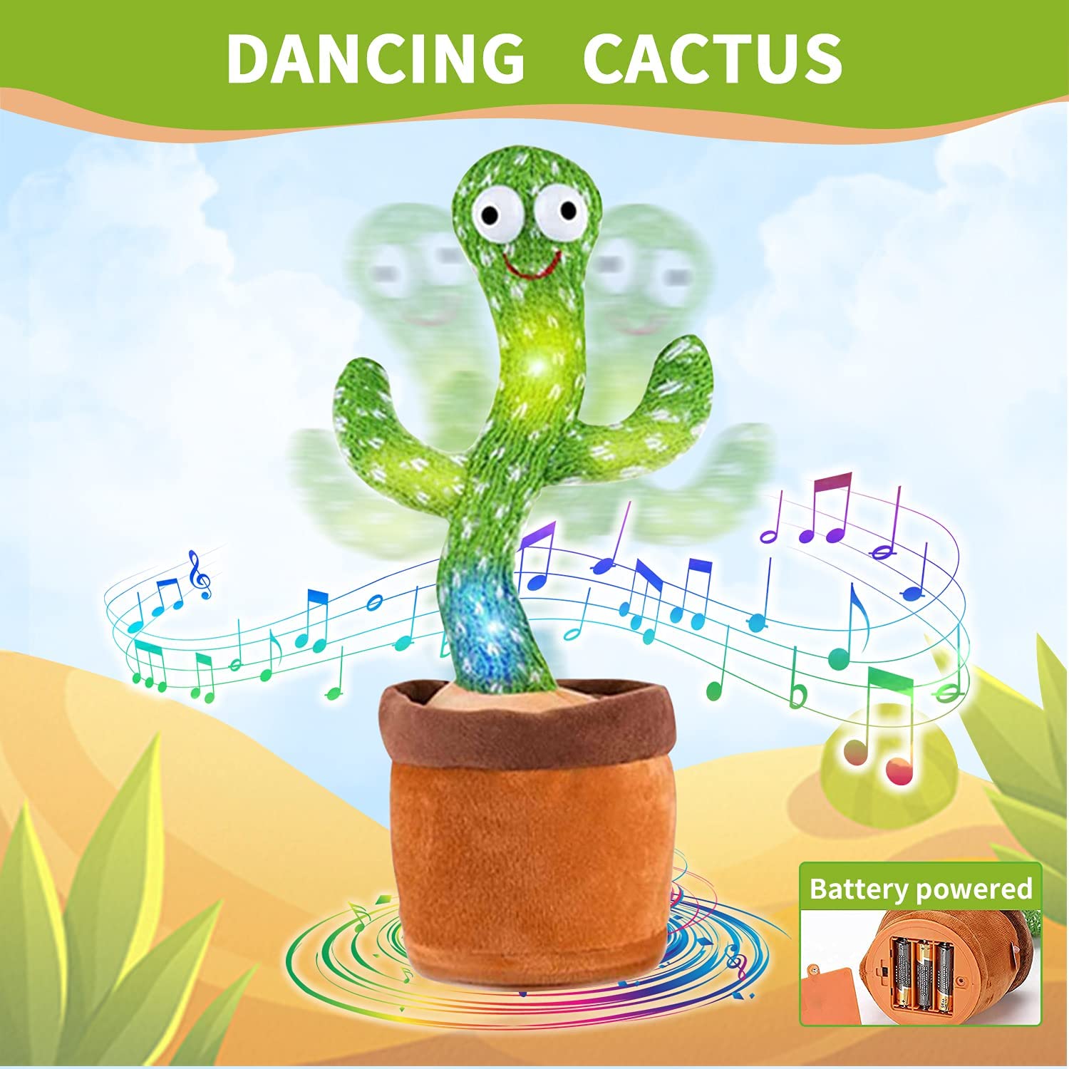 Rechargeable Dancing Cactus Plush Toys with Light Funny Singing Electronic Recording Function